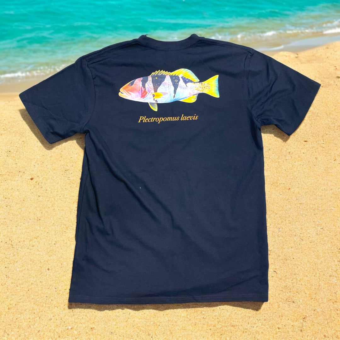 Footballer Coral Trout Tee Black - Spearfishing Superstore