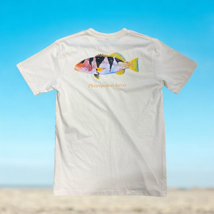 Footballer Coral Trout Tee White - Spearfishing Superstore