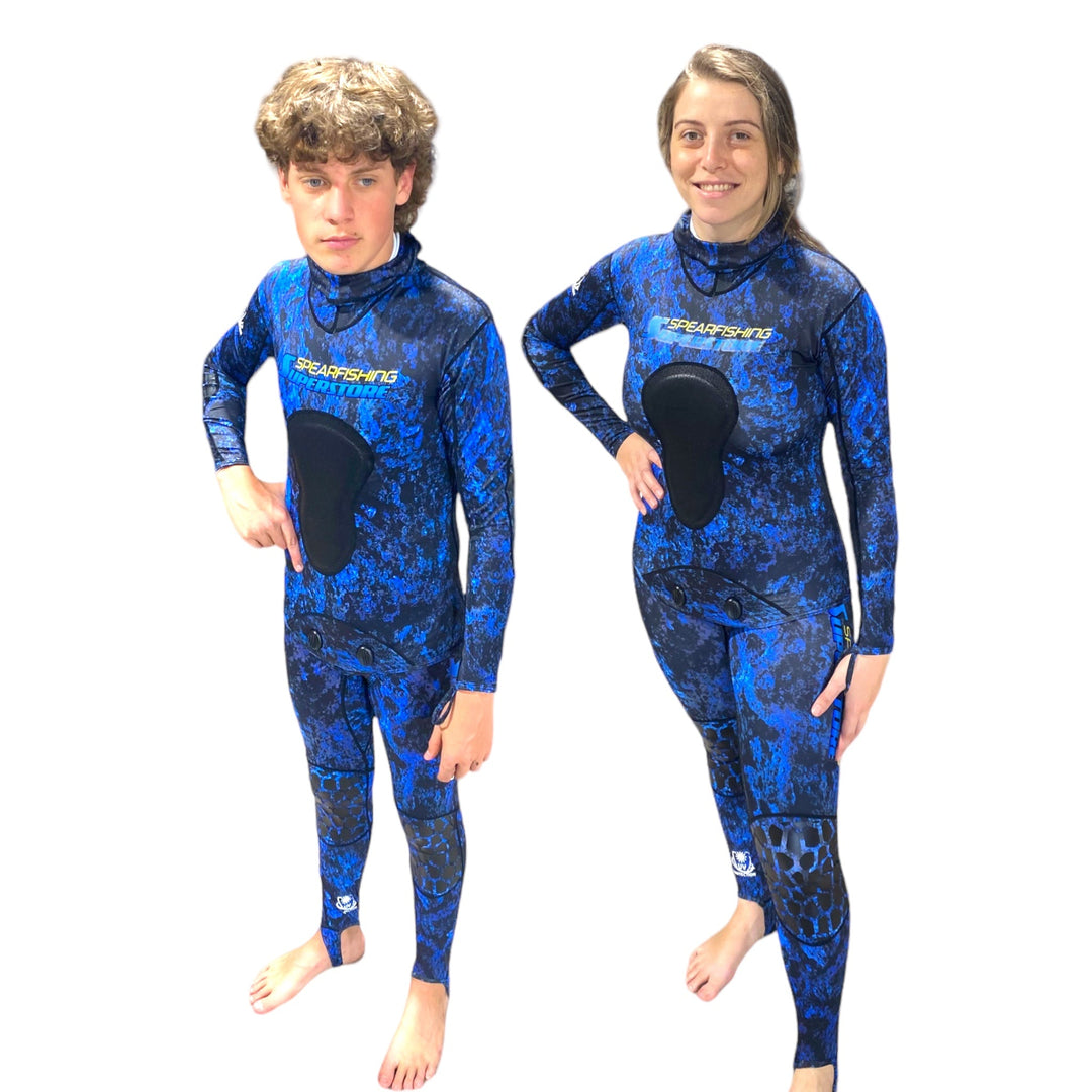 Reef Hunter Lycra Stinger Suit 2 Piece Blue - Spearfishing Superstore